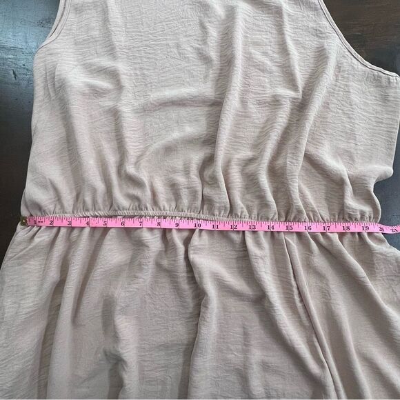 Sleeveless tank Maxi Stretch Pockets Front Slit Relax Earthy Minimalist Dress - Picture 5 of 11